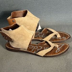 Sam Edelman Women’s Suede Tan Flat Sandals Size 6‎